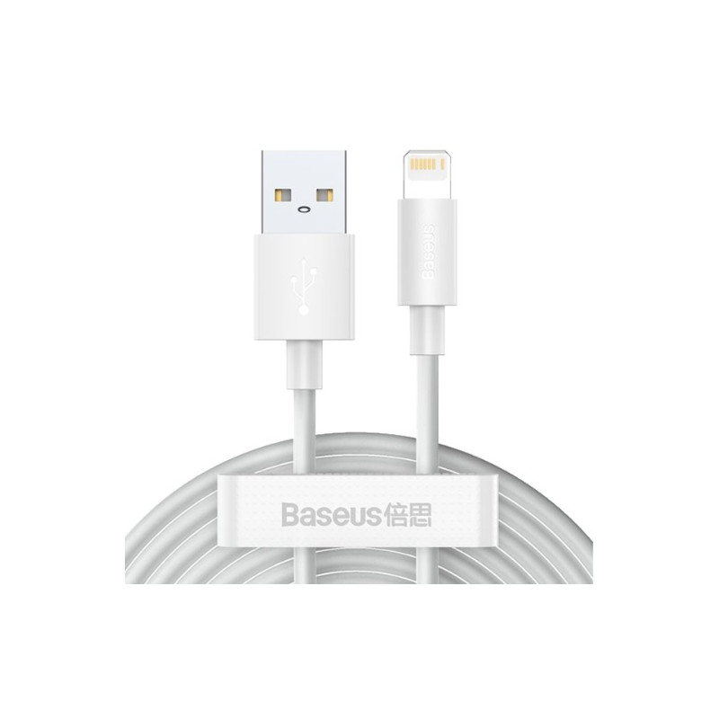 Kabel BASEUS USB - Lightning Simple Wisdom 2.4A 1.5m Biały (2-pack)