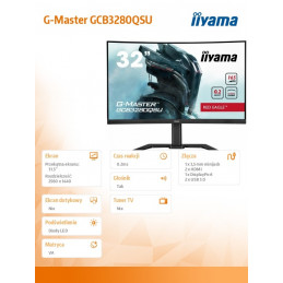 Monitor G-Master 31.5 cala GCB3280QSU-B1 VA,QHD,165Hz,1500R,0.2ms,2xHDMI,2xDP