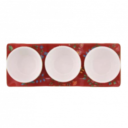 Zestaw 3 ceramicznych miseczek z talerzem DUKA Paradise 1212552