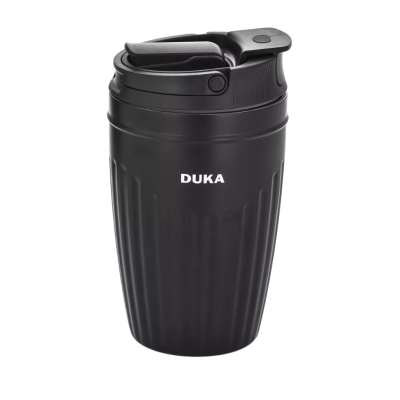 Kubek termiczny stalowy 2w1 DUKA Resa 350 ml Czarny 2222037 Kubek termiczny stalowy 2w1 DUKA Resa 350 ml Czarny 2222037